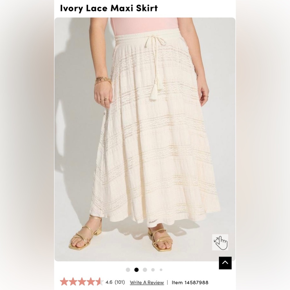 Torrid Ivory lace maxi skirt size 2